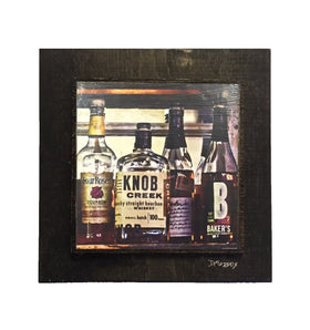 Bourbon Bottles in Butchertown Wooden Art MPSQ003
