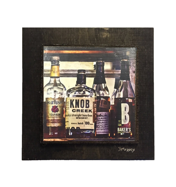 Bourbon Bottles in Butchertown Wooden Art MPSQ003