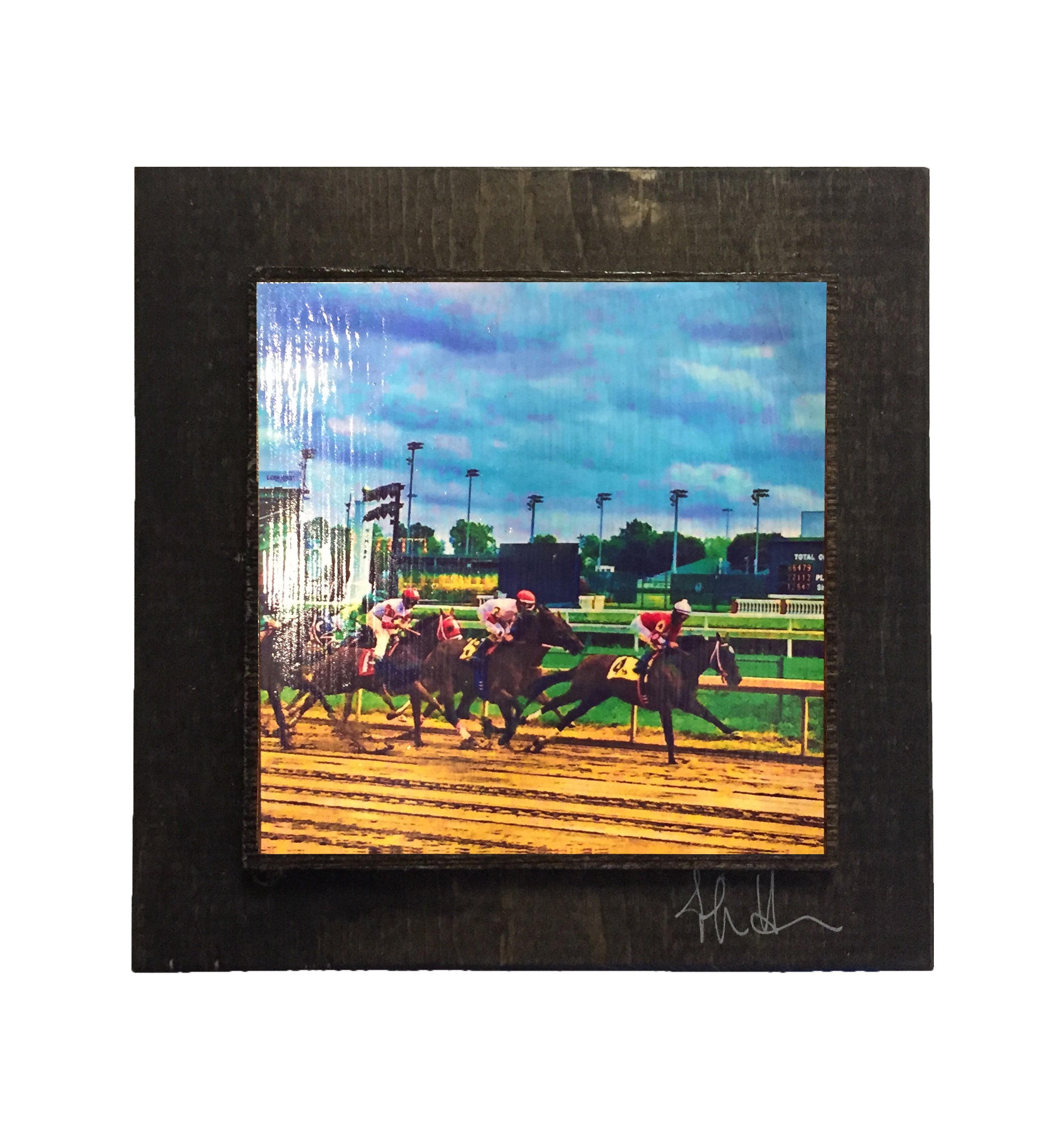 Derby Vintage Blue Race Wooden Art