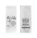 Derby Party Tea Towels Set of 2 - Mint Julep Recipe & Hold Your Horses-2
