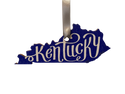 Kentucky Script Blue and White Wooden Ornament