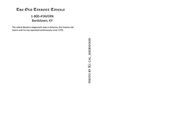 Old Talbott Tavern Dining Room Post Card