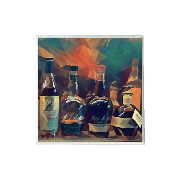 Bourbon Bottles Top Shelf Deco Ceramic Coaster