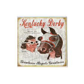 Vintage Lady and Horse Derby Ad Ceramic Coaster