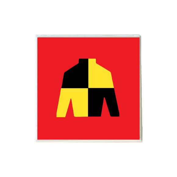 Derby Silks on Red Ceramic Coaster