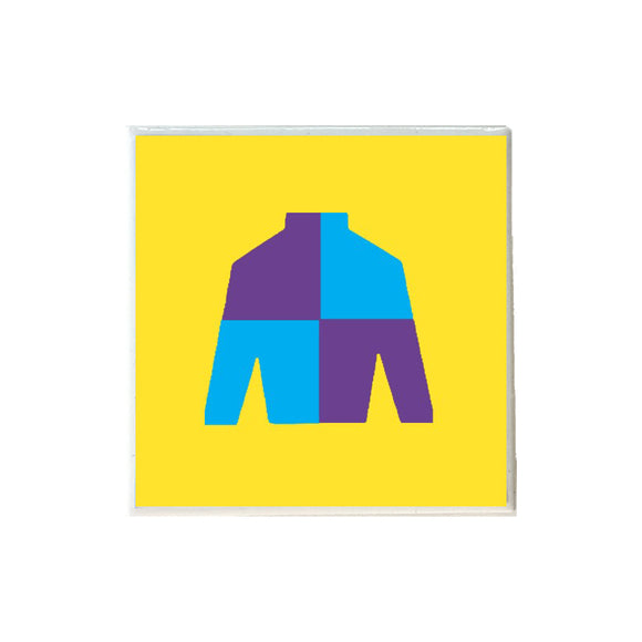 Derby Silks on Yellow Ceramic Coaster