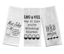 Derby Party Tea Towels Set of 3 - Mint Julep Recipe, Louavul Say It Like You're Drinking Bourbon, and Hold Your Horses-1