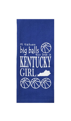 Kentucky Girls It Takes Big Balls Tea Towel in Blue