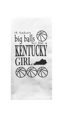 Kentucky Girls it takes big balls Tea Towel in White-2
