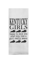 Kentucky Girls Happy to Show You What Hits Like a Girl Really Means Tea Towel-2