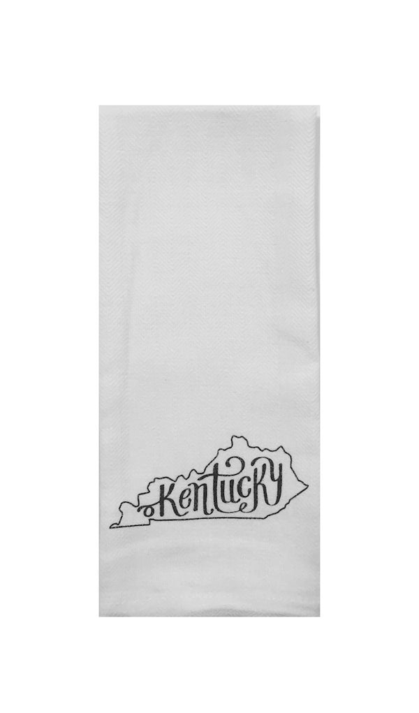Kentucky Script Tea Towel in White