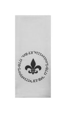 Round Fleur de Lis Tea Towel in White-2