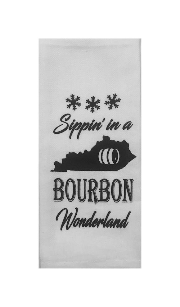 Sippin' in a Bourbon Wonderland Tea Towel