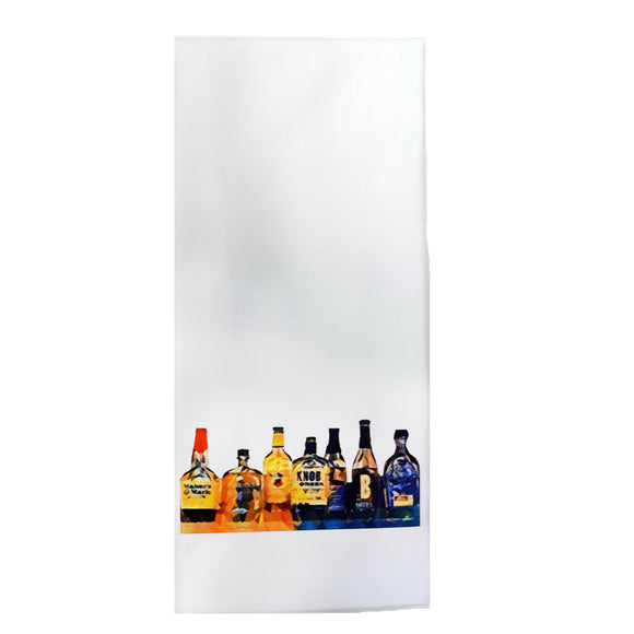 Bourbon Bottles Favorites Tea Towel