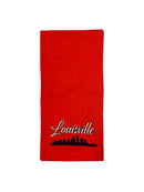 Louisville Skyline in Red and Black Tea Towel-1
