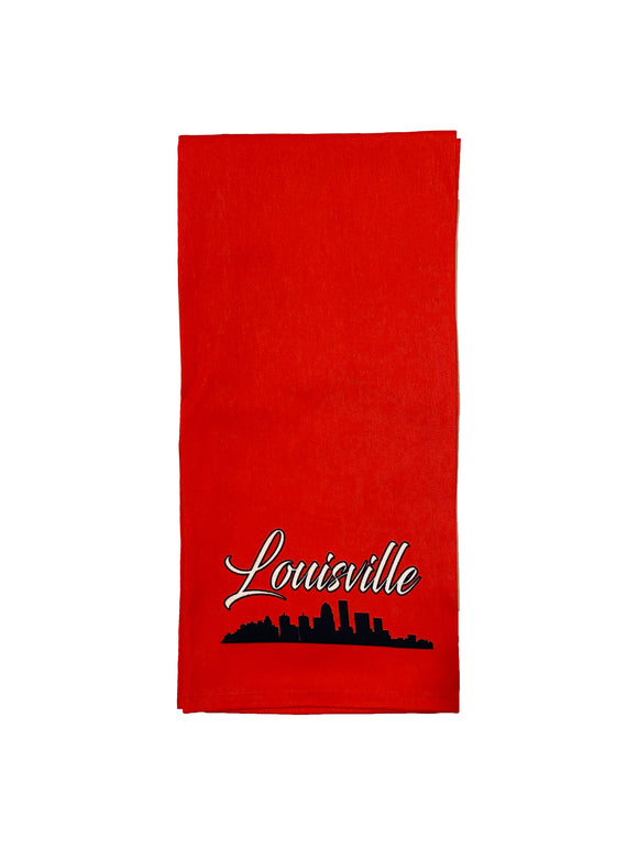 Louisville Skyline in Red and Black Tea Towel