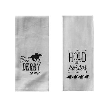 Derby Party Tea Towels Set of 2 - Talk Derby To Me & Hold Your Horses…