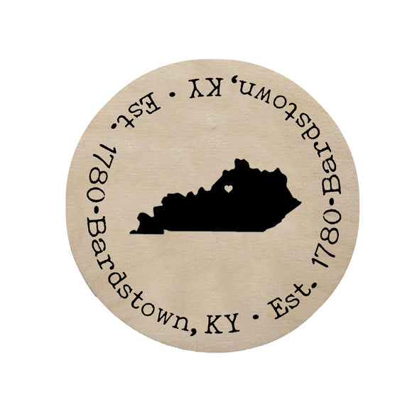 Your Town Est. Year Laser Engraved Wooden Magnet