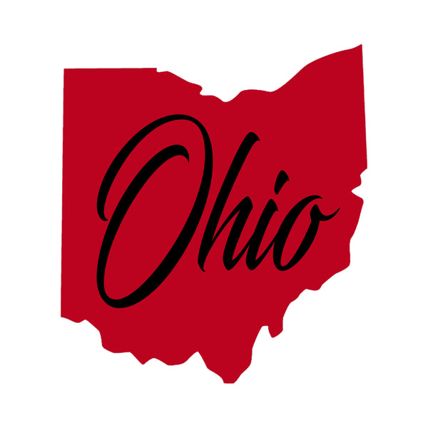 Ohio Script Red and Black Printed Wooden Magnet