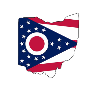 Ohio Shape Flag Wooden Magnet