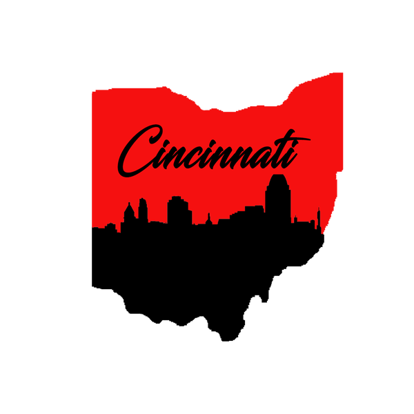 Ohio Shape Cincinnati Skyline Wooden Magnet