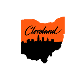 Ohio Shape Cleveland Skyline Wooden Magnet