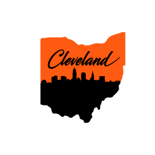 Ohio Shape Cleveland Skyline Wooden Magnet