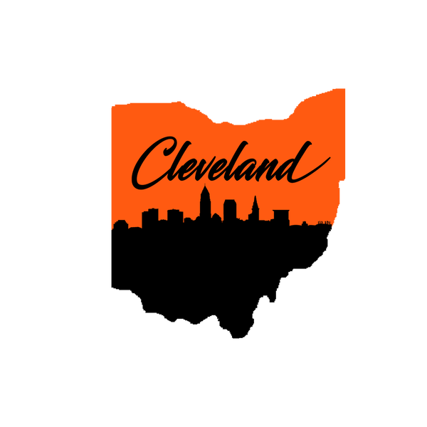Ohio Shape Cleveland Skyline Wooden Magnet
