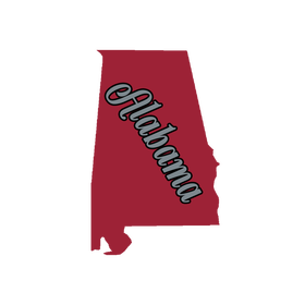 Alabama Script Crimson and Grey Wooden Magnet