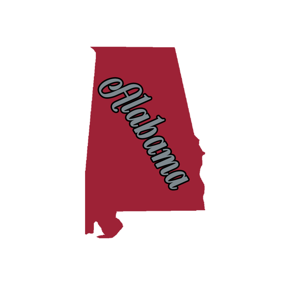 Alabama Script Crimson and Grey Wooden Magnet
