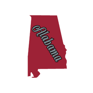 Alabama Script Crimson and Grey Wooden Magnet