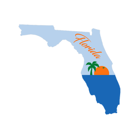 Florida Shape Orange Sunset Wooden Magnet