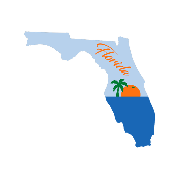 Florida Shape Orange Sunset Wooden Magnet