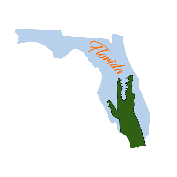 Florida Shape Alligator Wooden Magnet