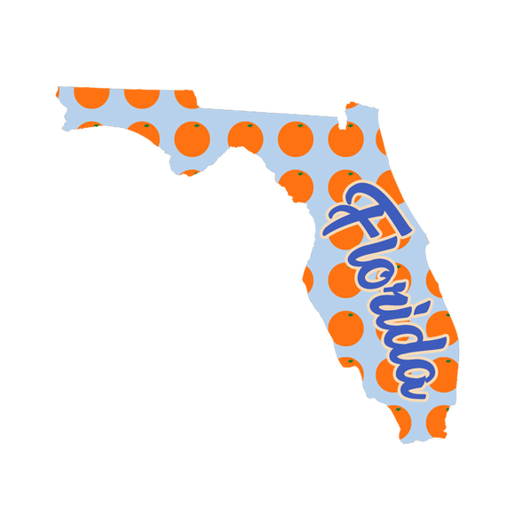 Florida Script with Oranges Wooden Magnet