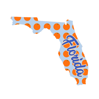 Florida Script with Oranges Wooden Magnet