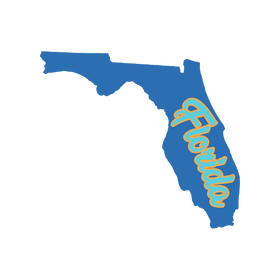 Florida Script in Blue and Orange