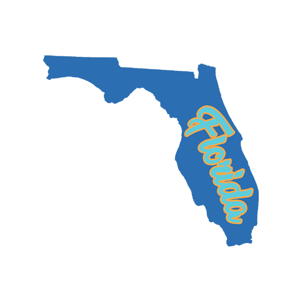 Florida Script in Blue and Orange
