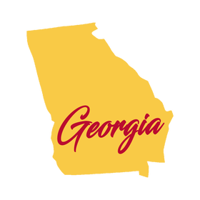 Georgia Script in Gold and Red Wooden Magnet