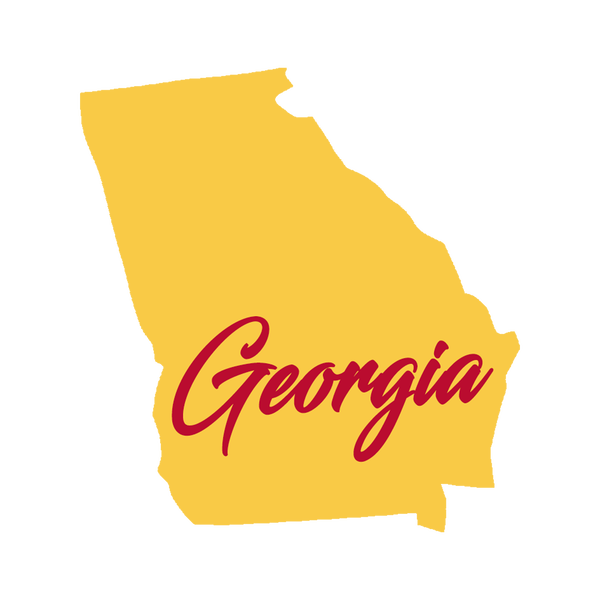 Georgia Script in Gold and Red Wooden Magnet