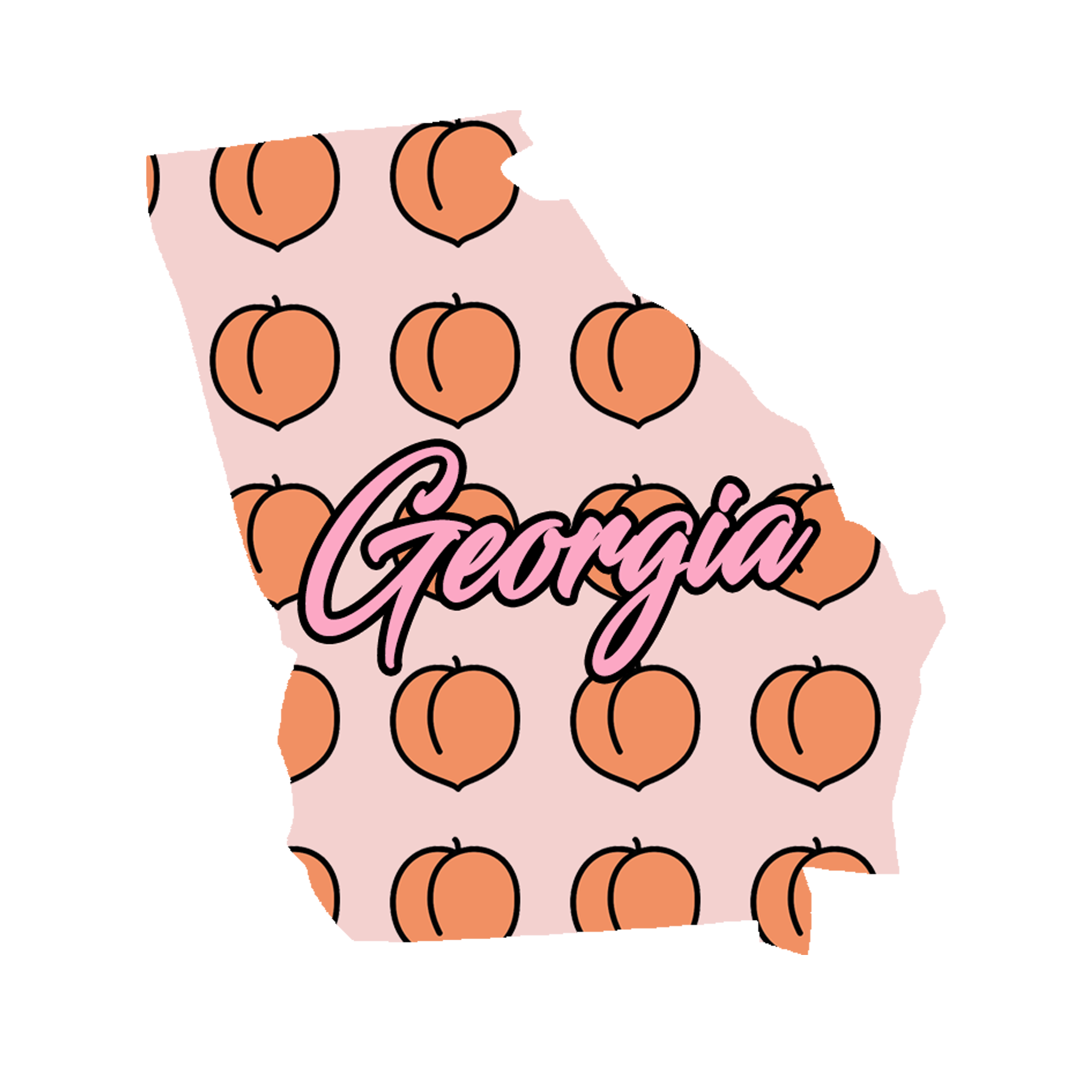 Georgia Script with Peaches Wooden Magnet | Layne Wilson