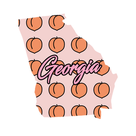 Georgia Script with Peaches Wooden Magnet