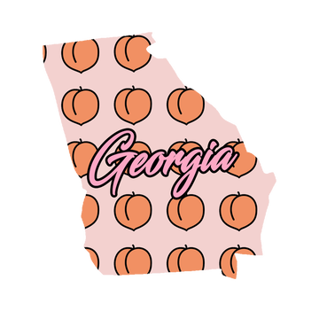 Georgia Script with Peaches Wooden Magnet