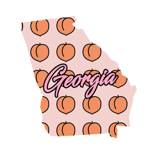 Georgia Script with Peaches Wooden Magnet