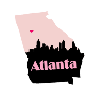 Georgia Shape Atlanta Skyline in Pink Wooden Magnet