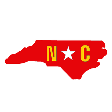 North Carolina Shape in Red and Gold Wooden Magnet