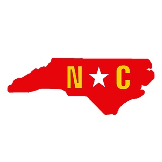 North Carolina Shape in Red and Gold Wooden Magnet