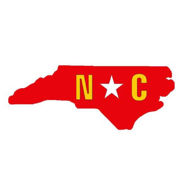 North Carolina Shape in Red and Gold Wooden Magnet