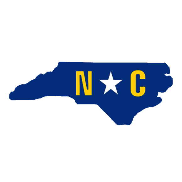 North Carolina Shape in Blue and Gold Wooden Magnet