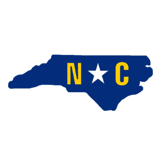 North Carolina Shape in Blue and Gold Wooden Magnet
